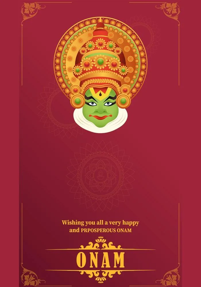 Happy Onam illustration and Kathakali dance wallpaper