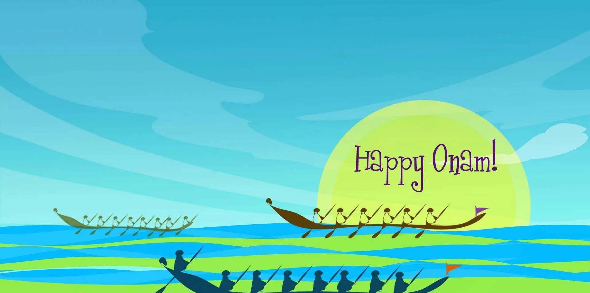 Happy Onam illustration and Vallam Kali art Wallpaper