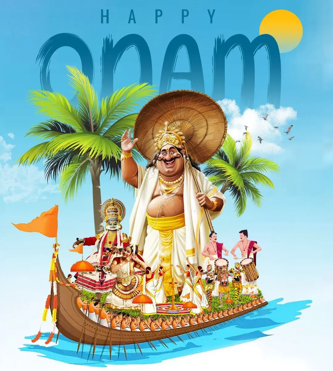 Happy Onam text with a nature look Onam invitation wallpaper