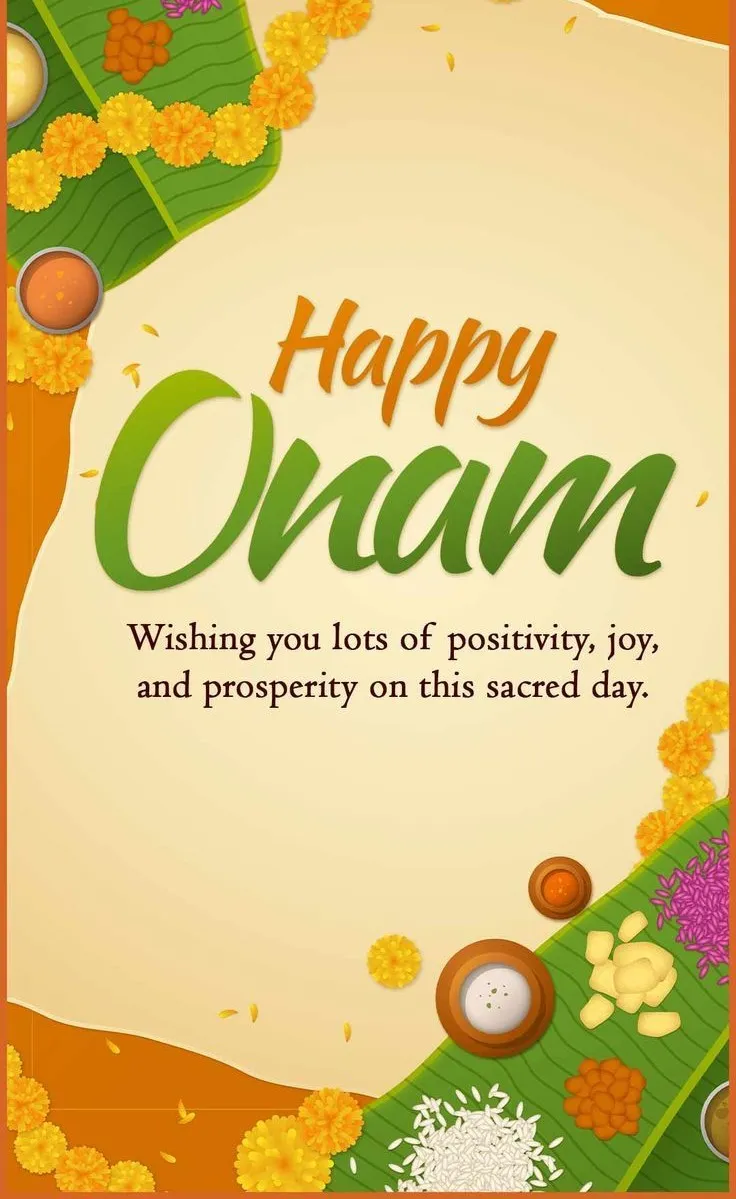 Happy Onam text with a simple and unique design poster