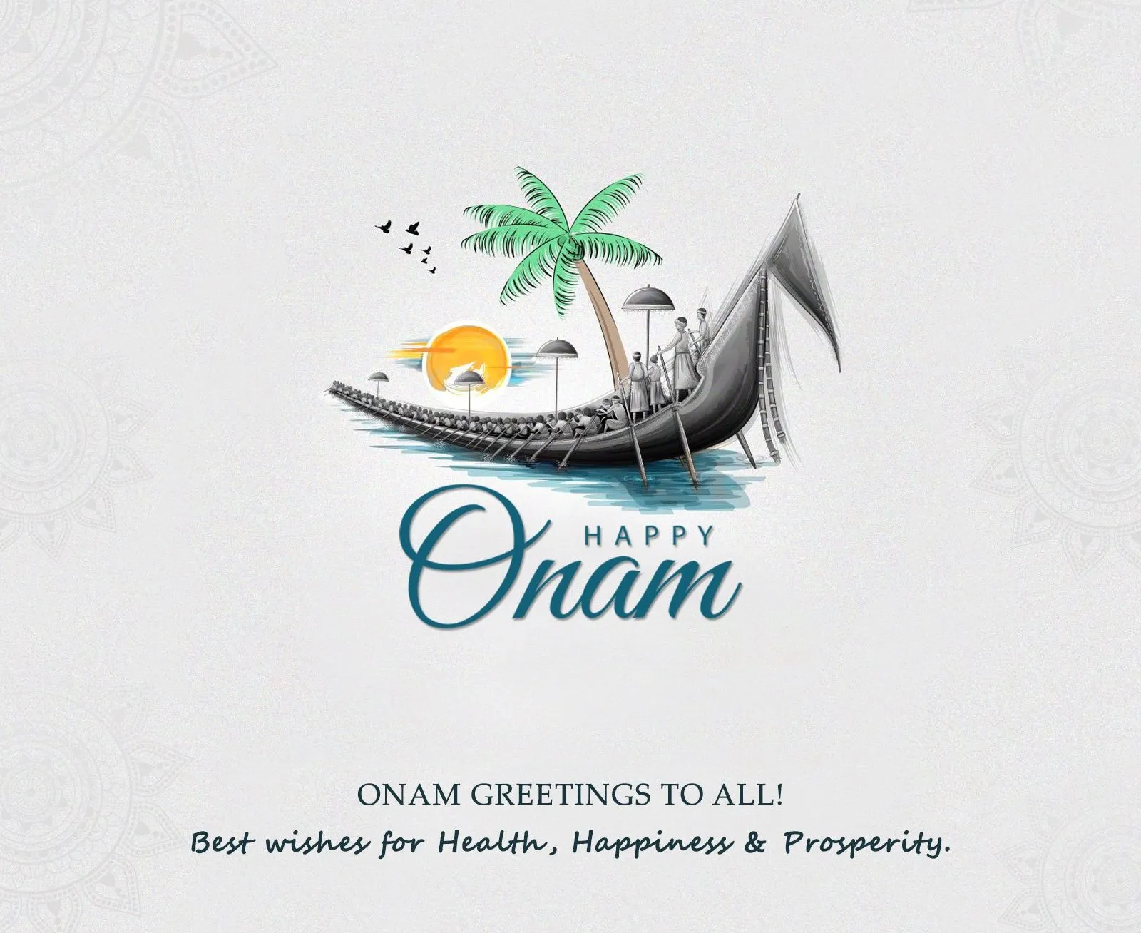 Happy Onam text with vallam kali image and onam poster