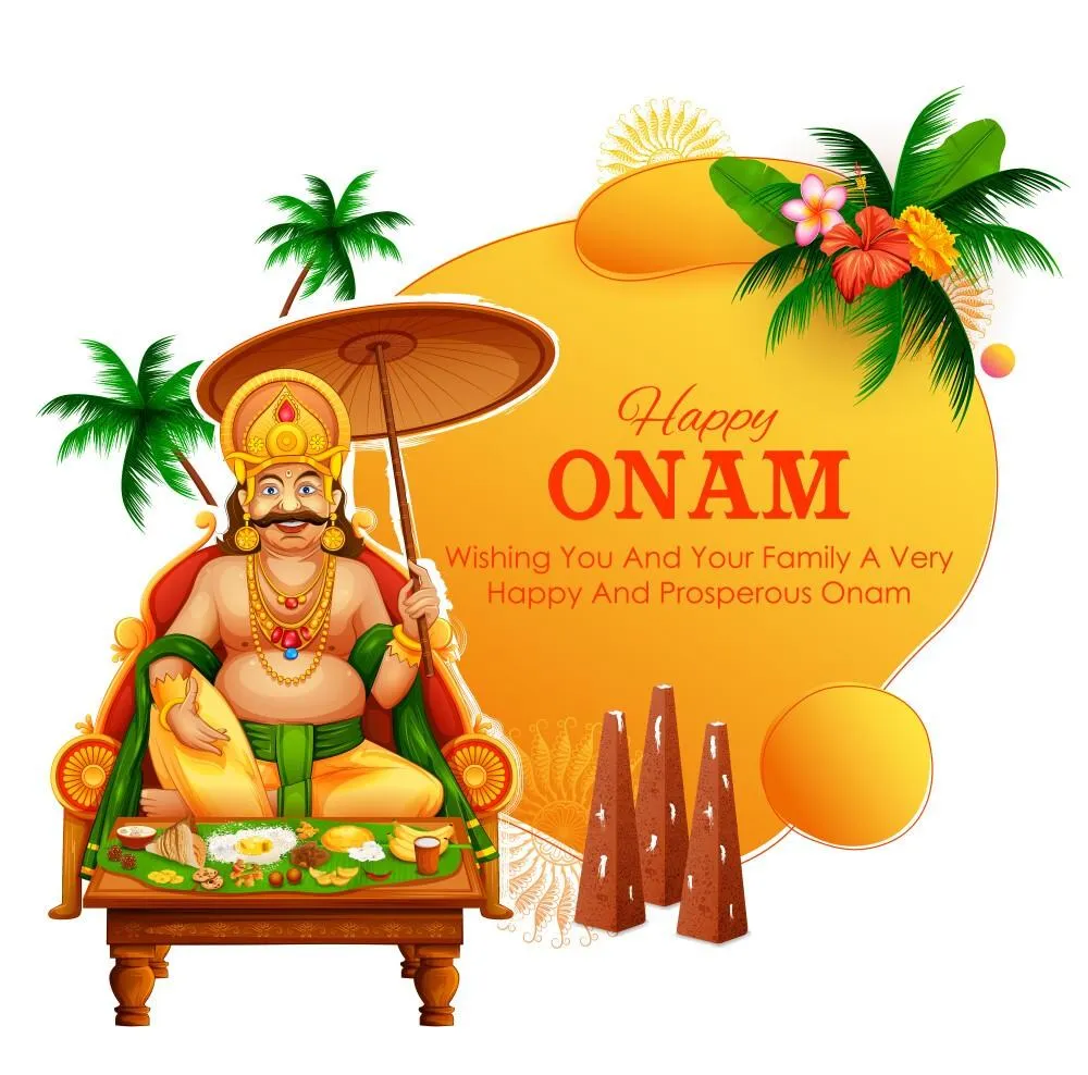 Happy Onam to Onam Sadya image and king of Mahabali