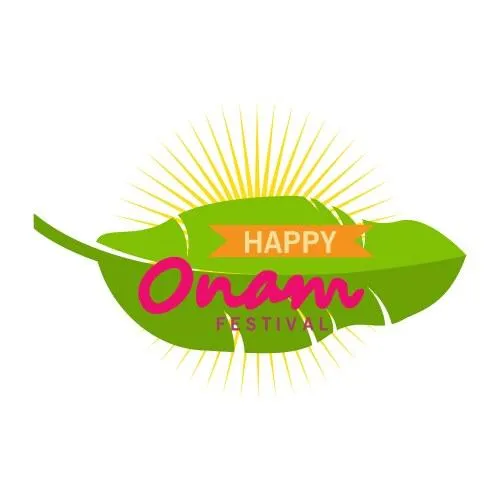 Happy Onam with Leaf style invitation and Happy Onam text
