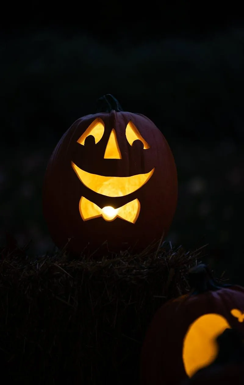 Jack O Lantern Smiling in Complete Darkness Wallpaper