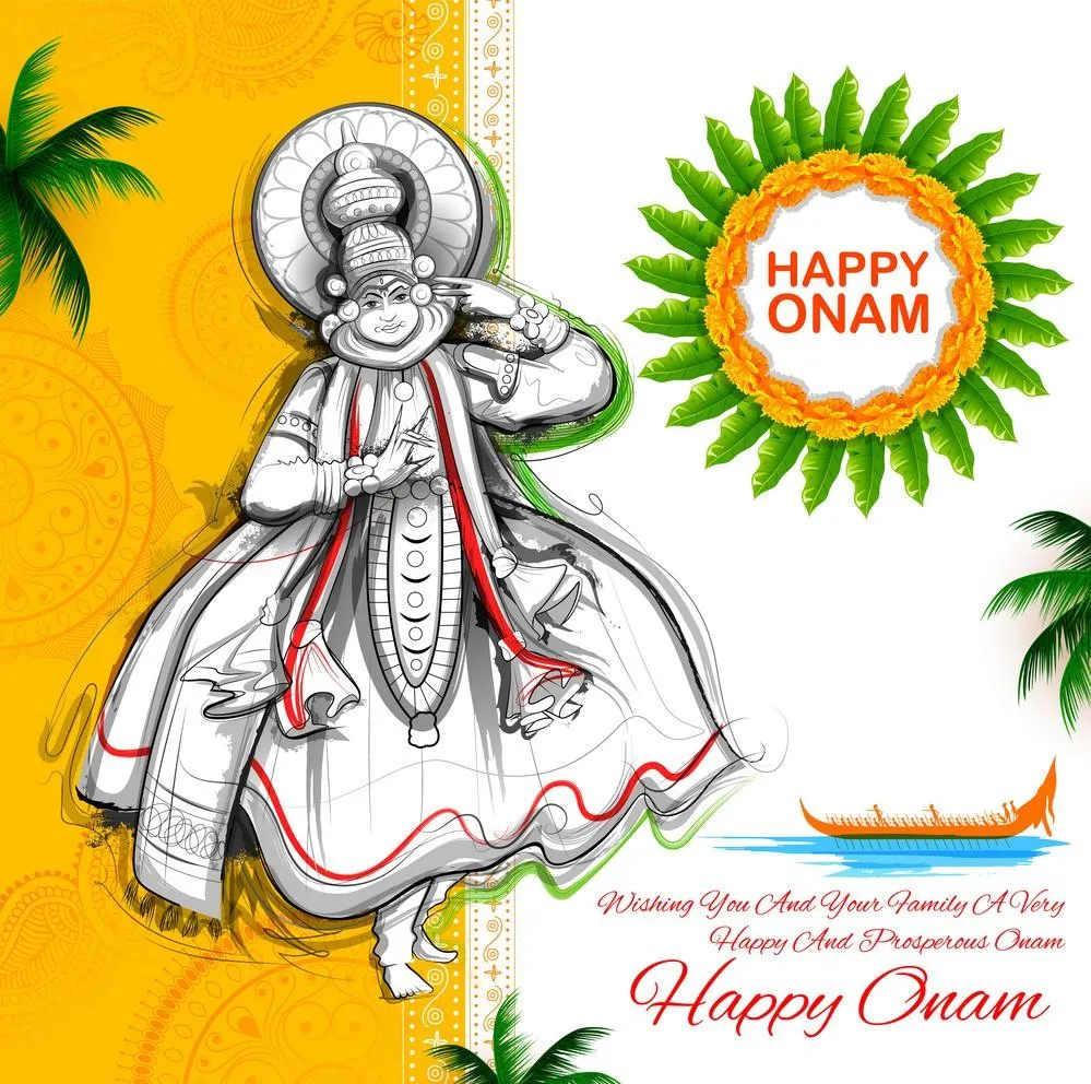 Kathakali art image and flower and leaf design Poster