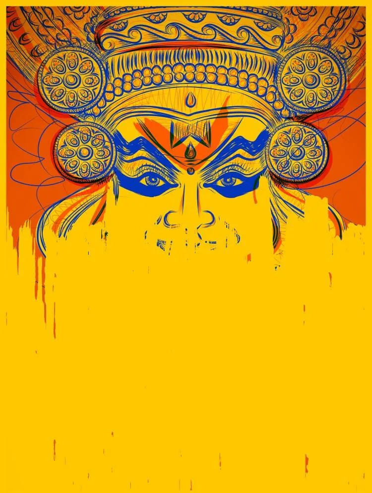 Kathakali picture drawing with blue eyes free wallpaper