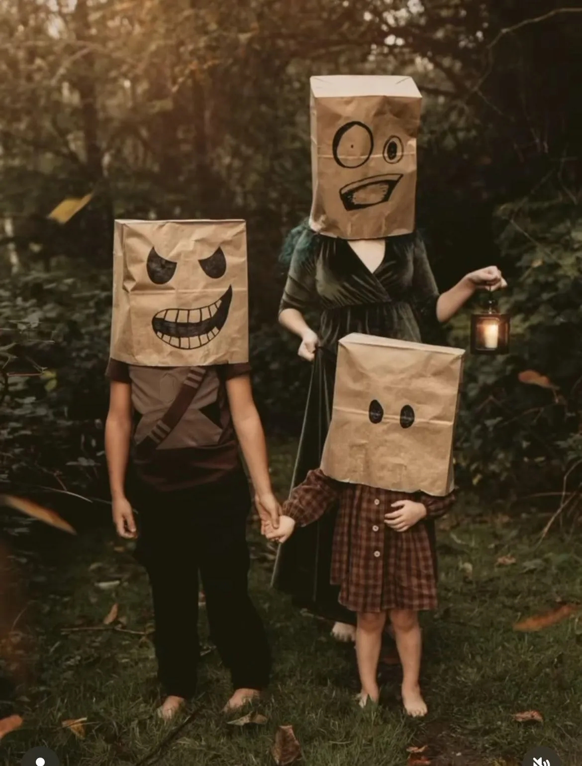 Kids Wearing Cardboard Box Costumes at Outside Wallpaper