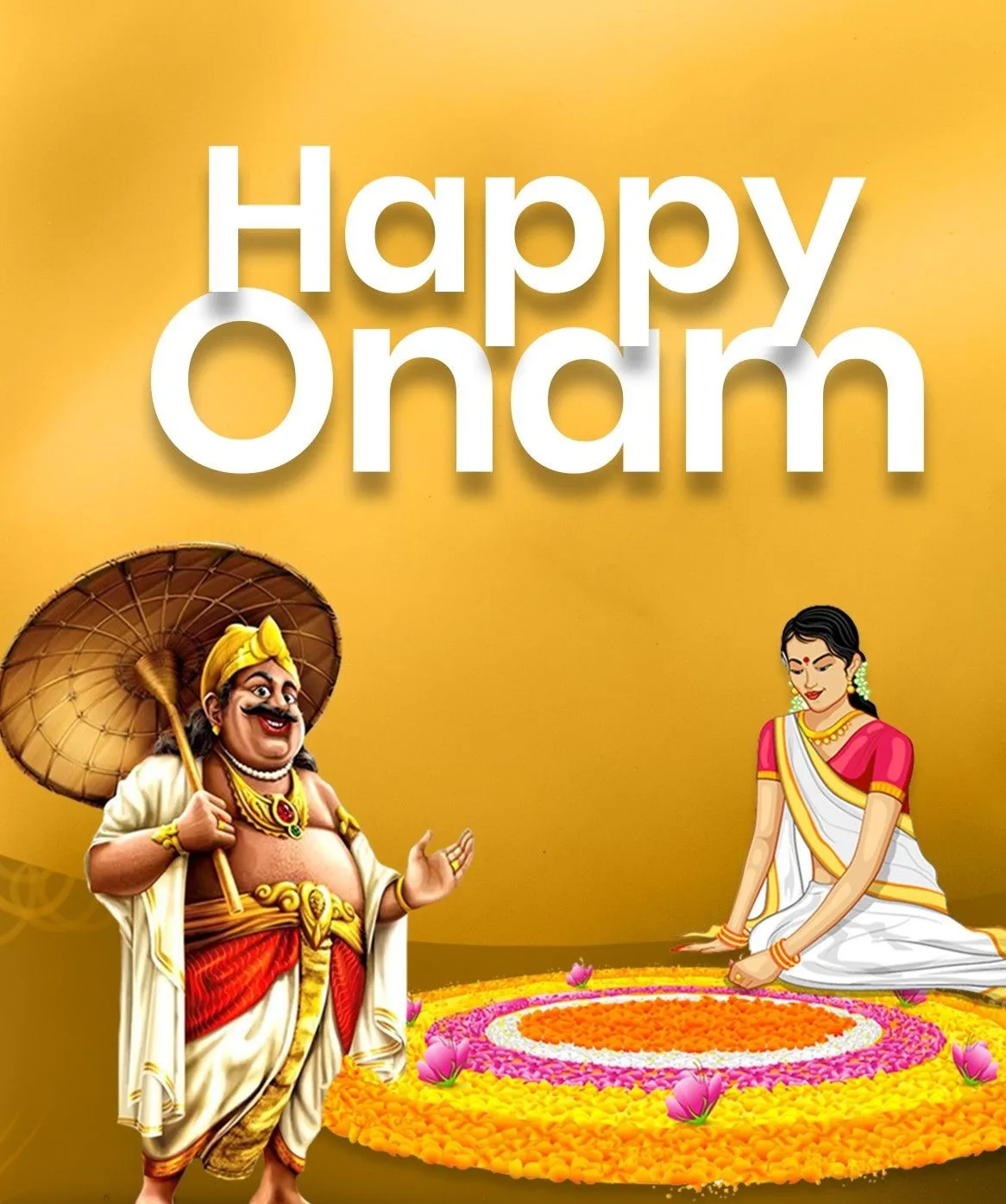 King of Mahabali and traditional dress with girl image