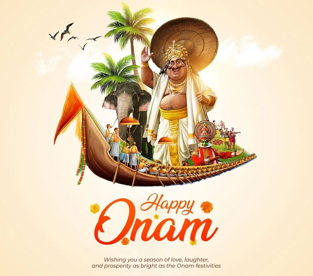 King of Mahabali and Vallam Kali race image and flower