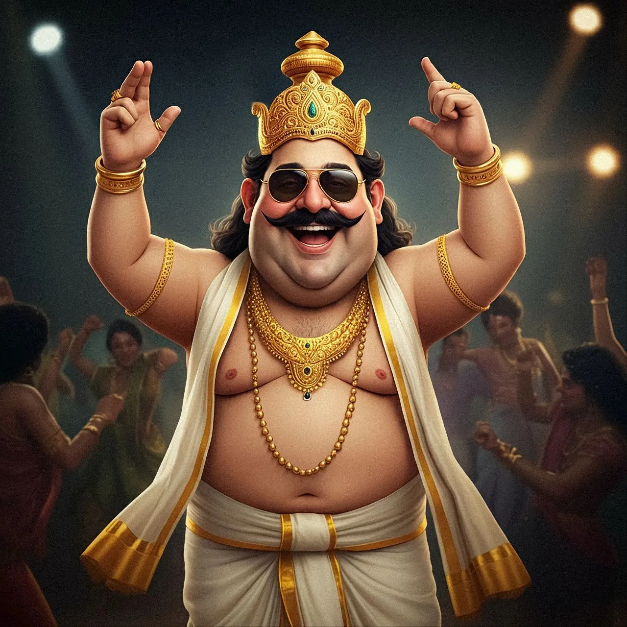 King of Mahabali with smiling face in wishing to Onam