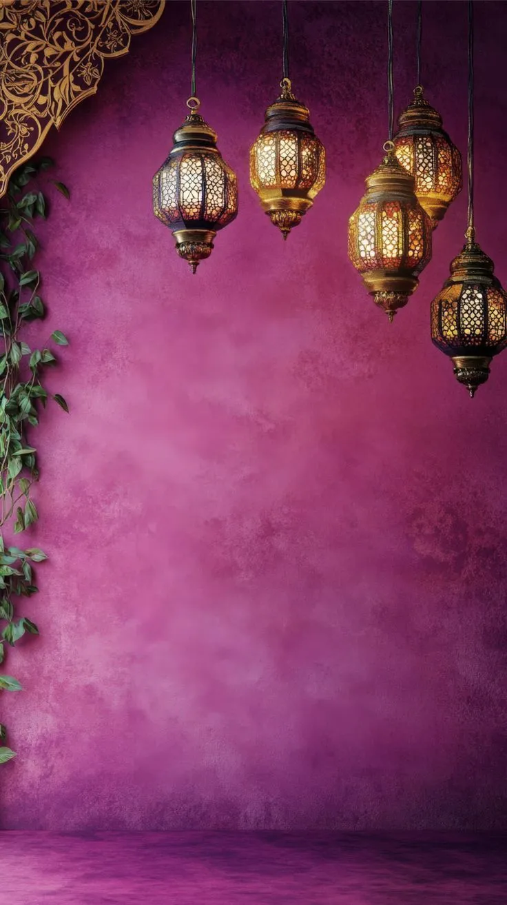 Lamp hanging design with a Purple background wallpaper