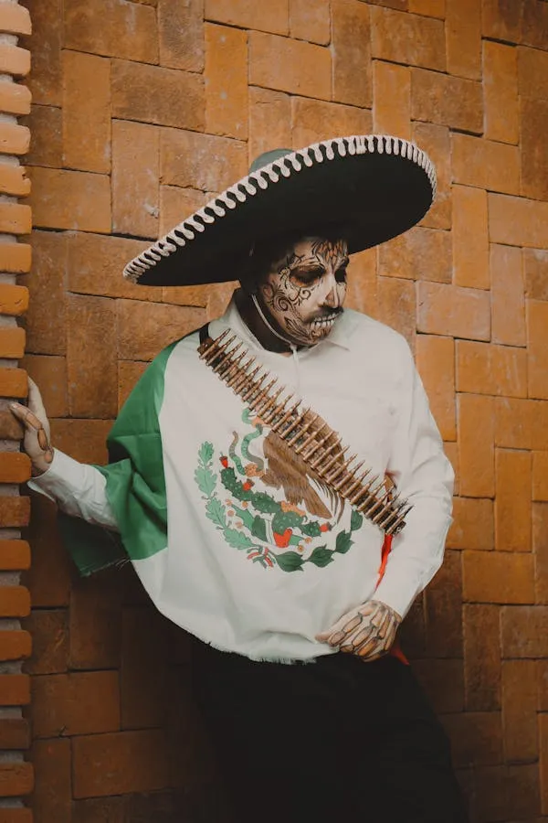 Man in Mexican Themed Costume for Halloween HD Image