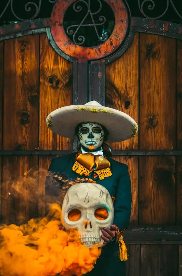 Mexican inspired Skull and Pumpkin Costume for Halloween