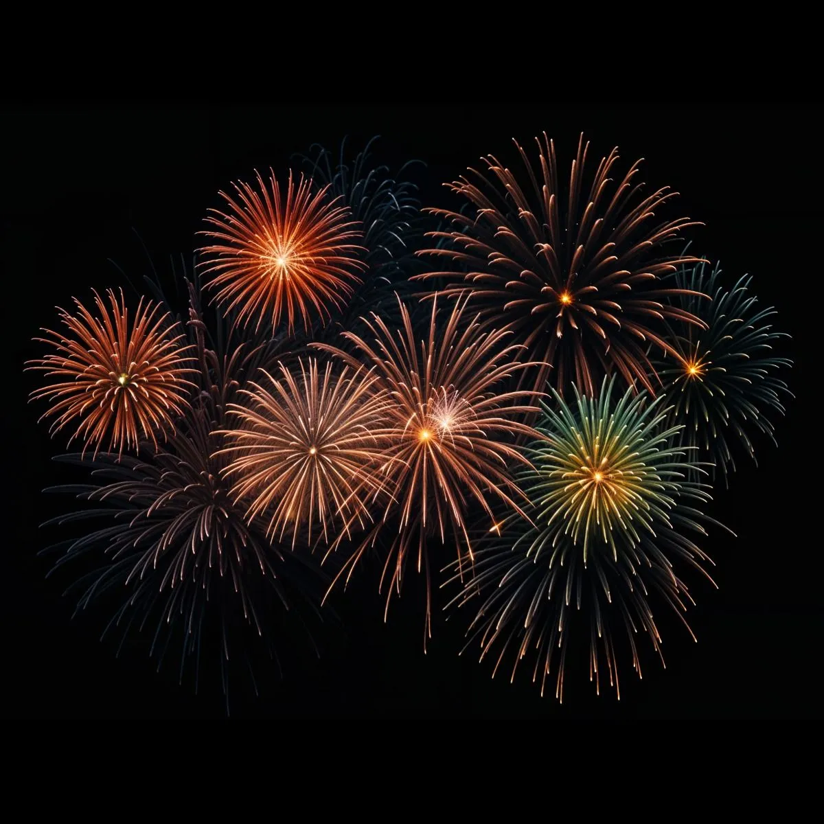 Multi colored fireworks creating a bright evening display