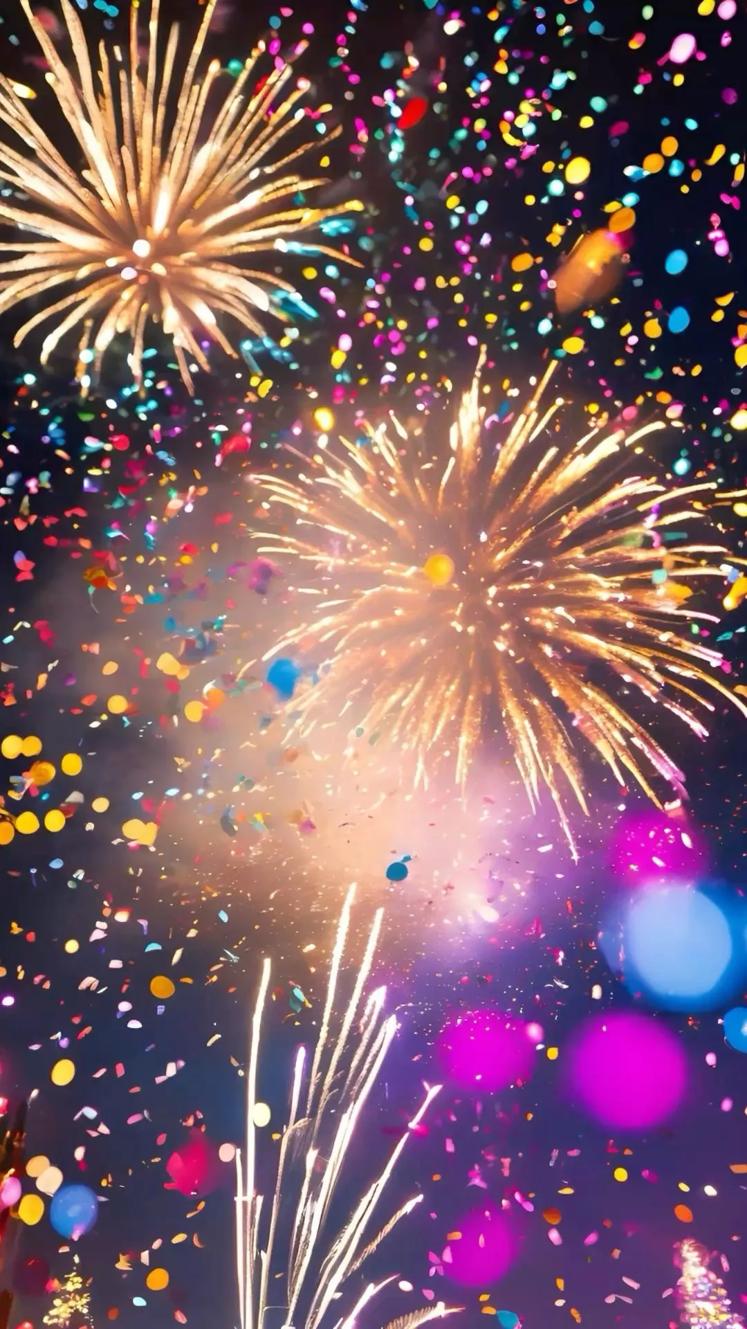Multicolored fireworks lighting up festive celebration night