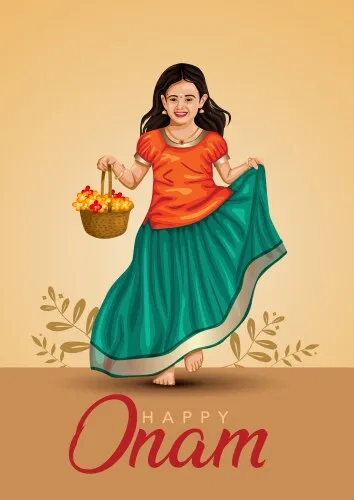 New dress for Onam celebration and Onam wishes poster