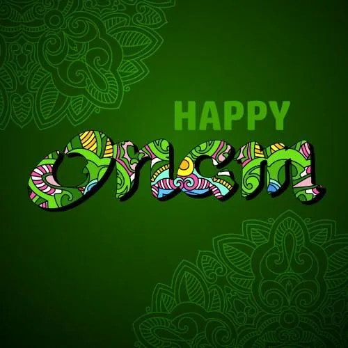 Onam design with green page and green text and design