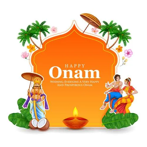 Onam invitation and classic dance and King of Mahabali