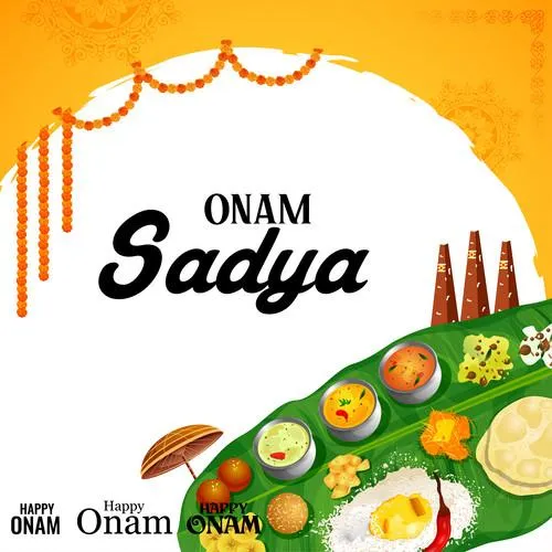 Onam sadya and flower design and wooden umbrella download