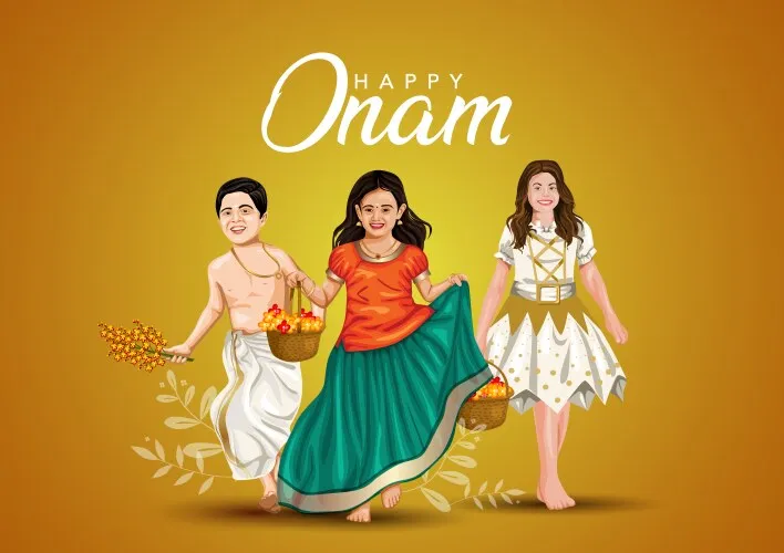 Onam special the children are wearing the new dress