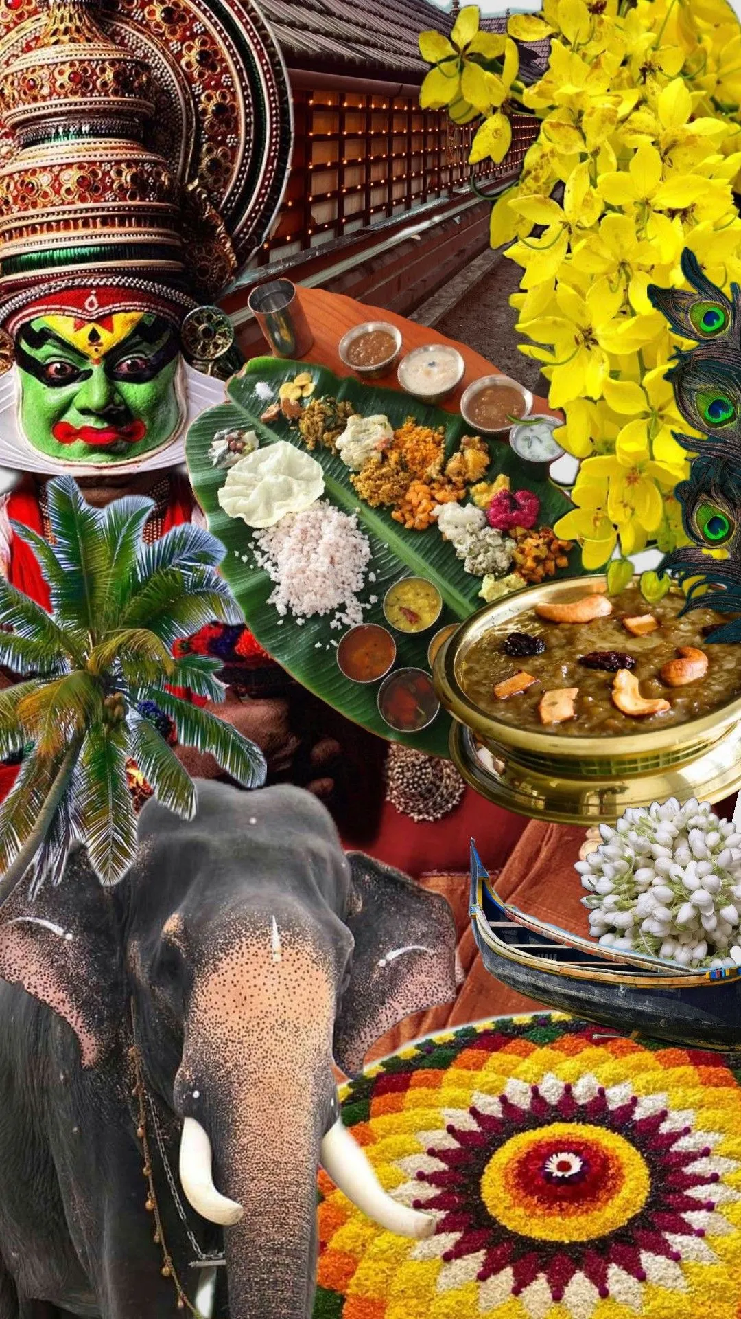 Onam with an elephant image and Onam sadya picture post