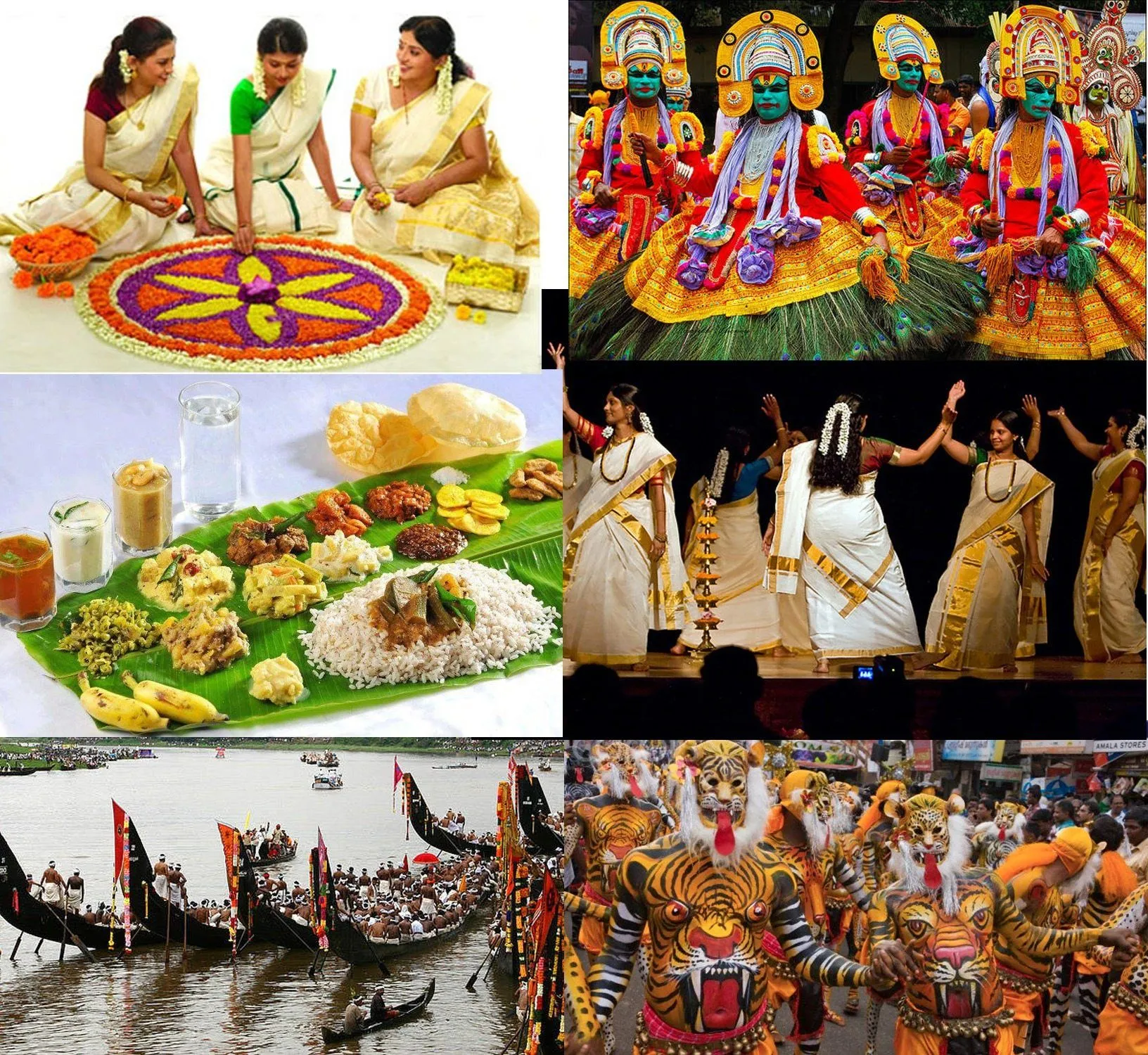 Onam with designing Photos and rangoli and Onam sadya