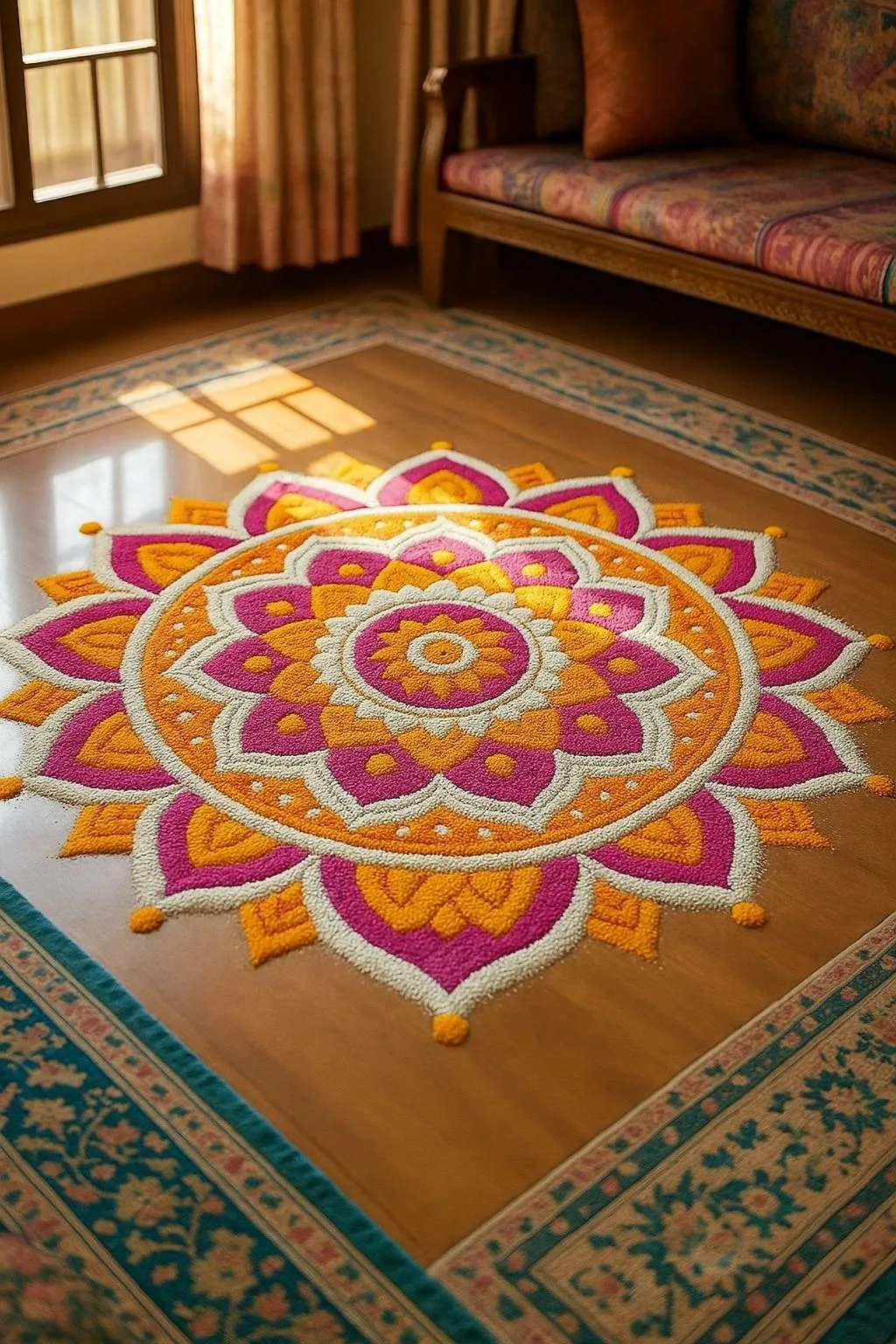 Onam with Kolam design on the floor image the Onam poster