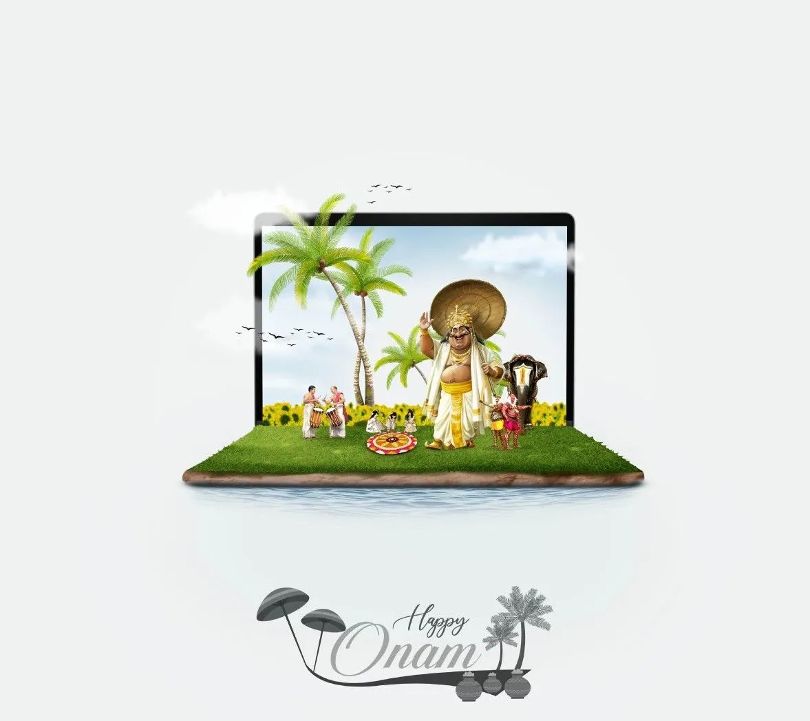 Onam with special on king of Mahabali and wooden Umbrella