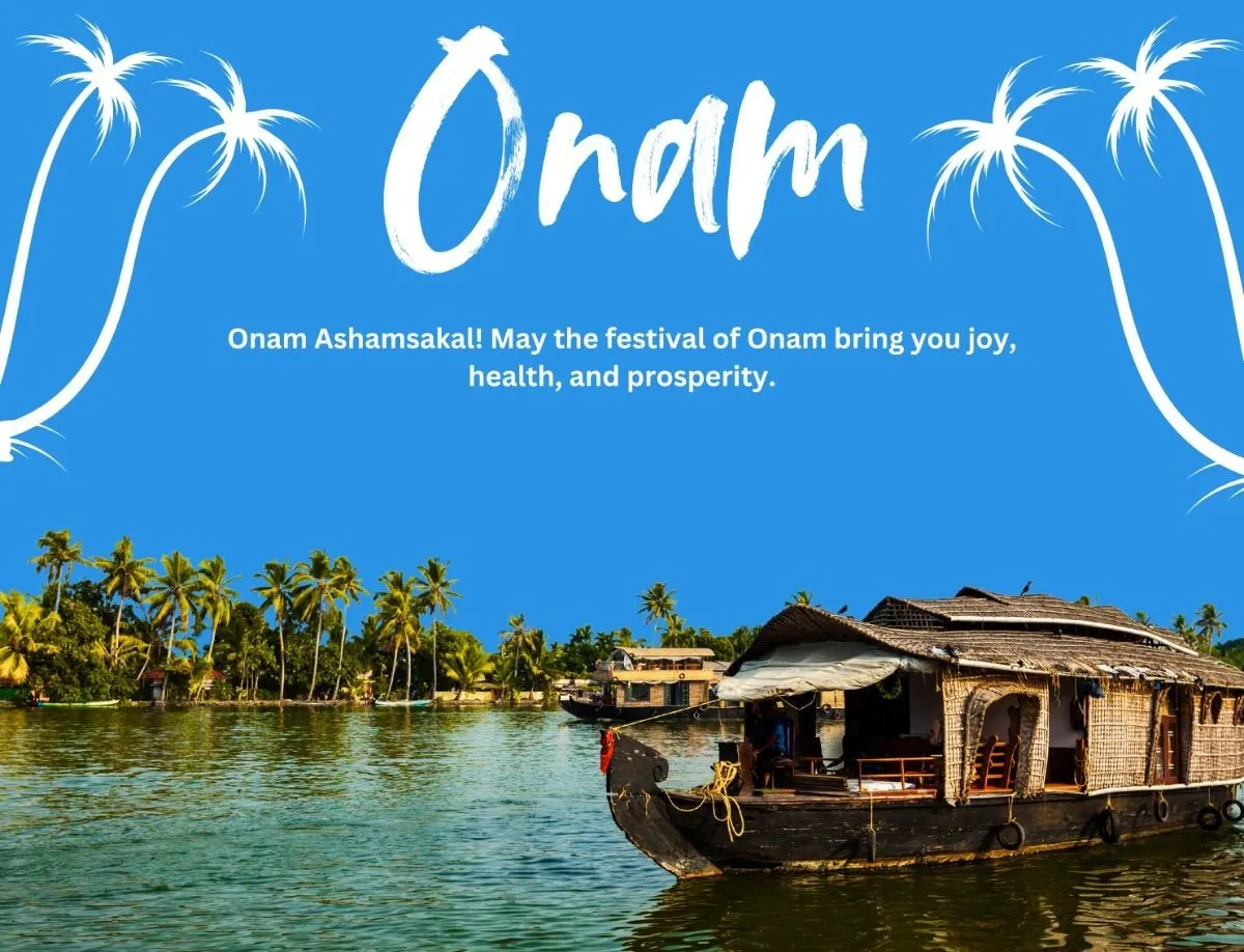 Onam with vallam kali image and nature look poster wallpaper