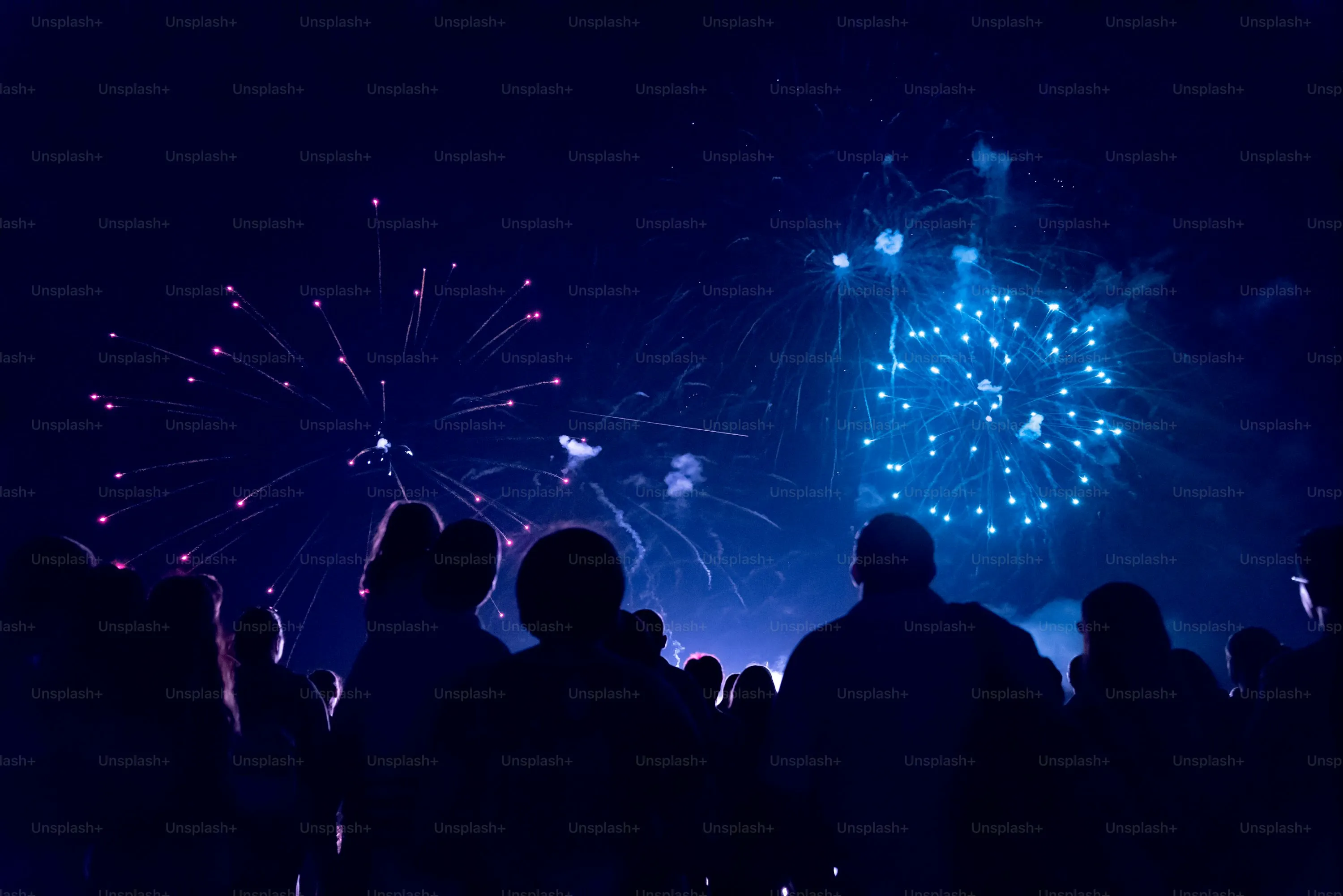 People Watching a Stunning Fireworks Display free Wallpaper