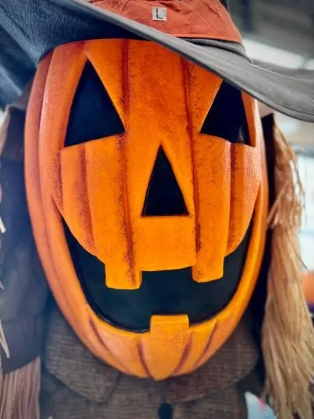 Person Holding Large Carved Pumpkin with Bright Smile