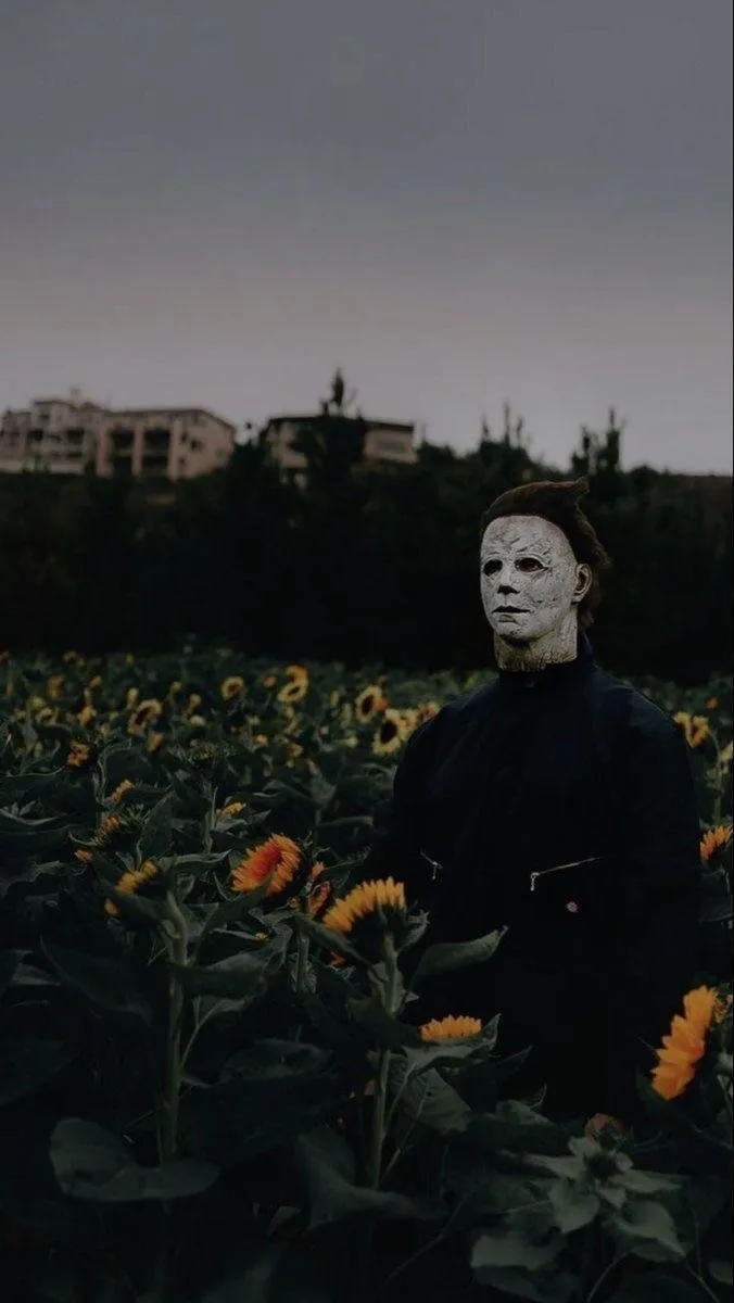 Person in Dark Costume with Skull Face Paint in Field