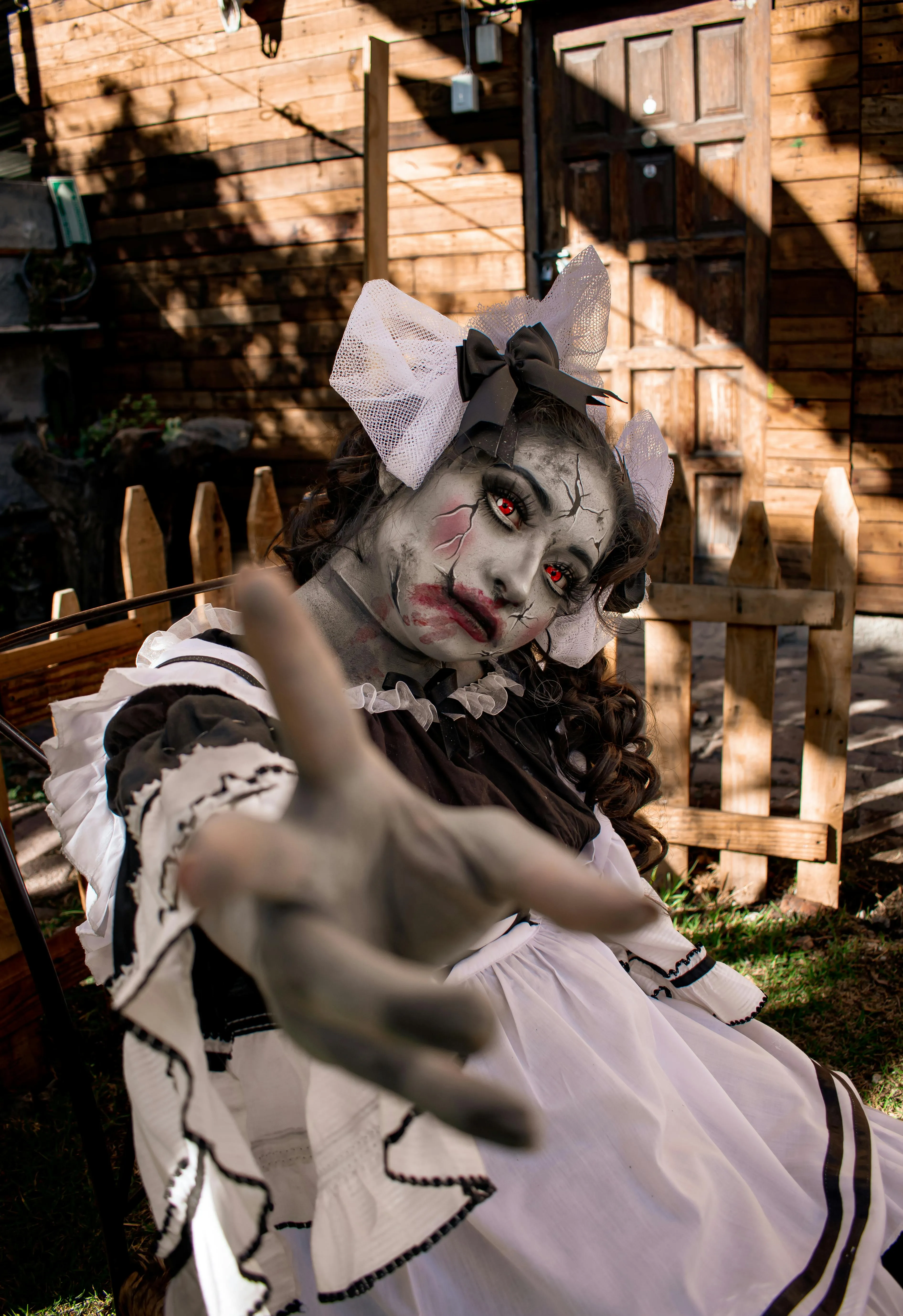 Person in Zombie Costume Pose for Halloween Festival