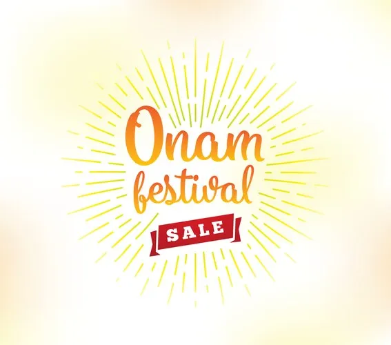 Poster with the Onam festival and sale text this image