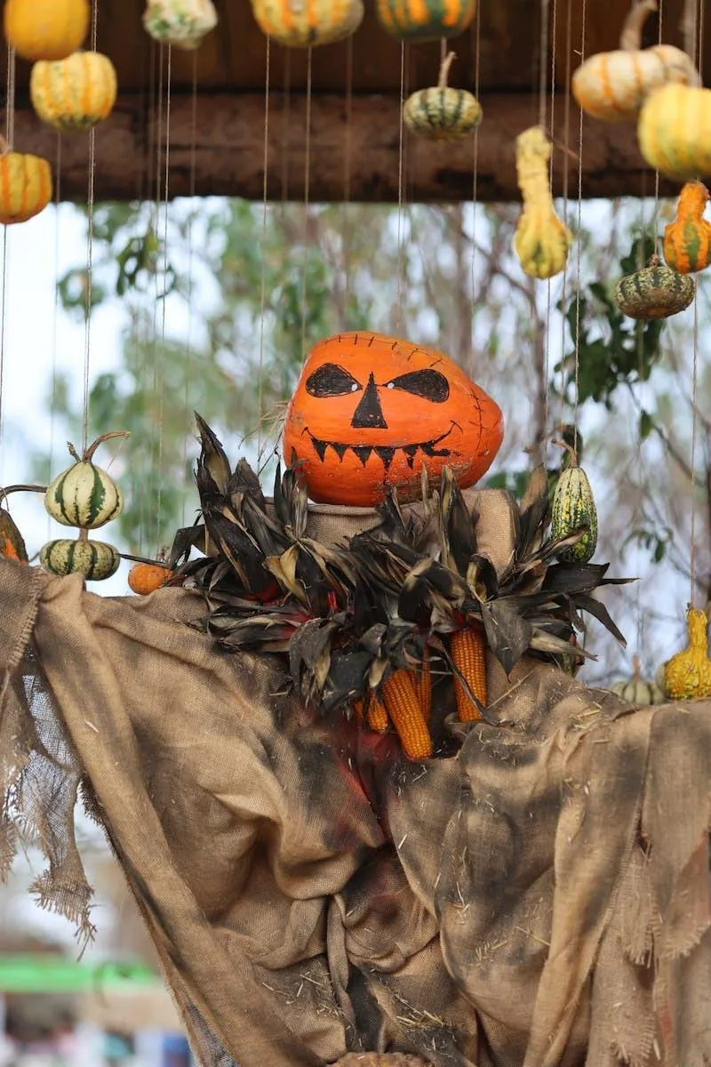 Pumpkin Hanging Lantern with Autumn Leaves Decoration HD