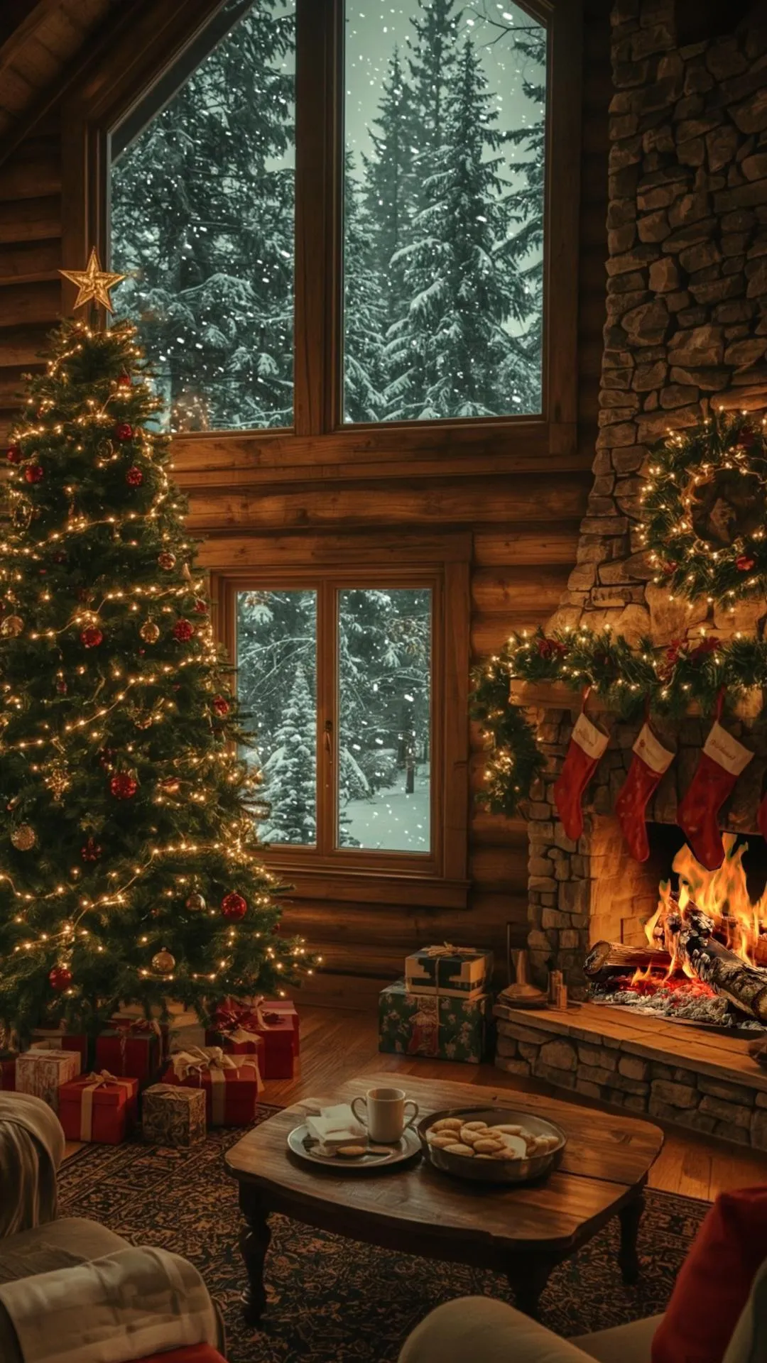 Rustic Cabin Decorated For Fall with Pumpkins and Tree