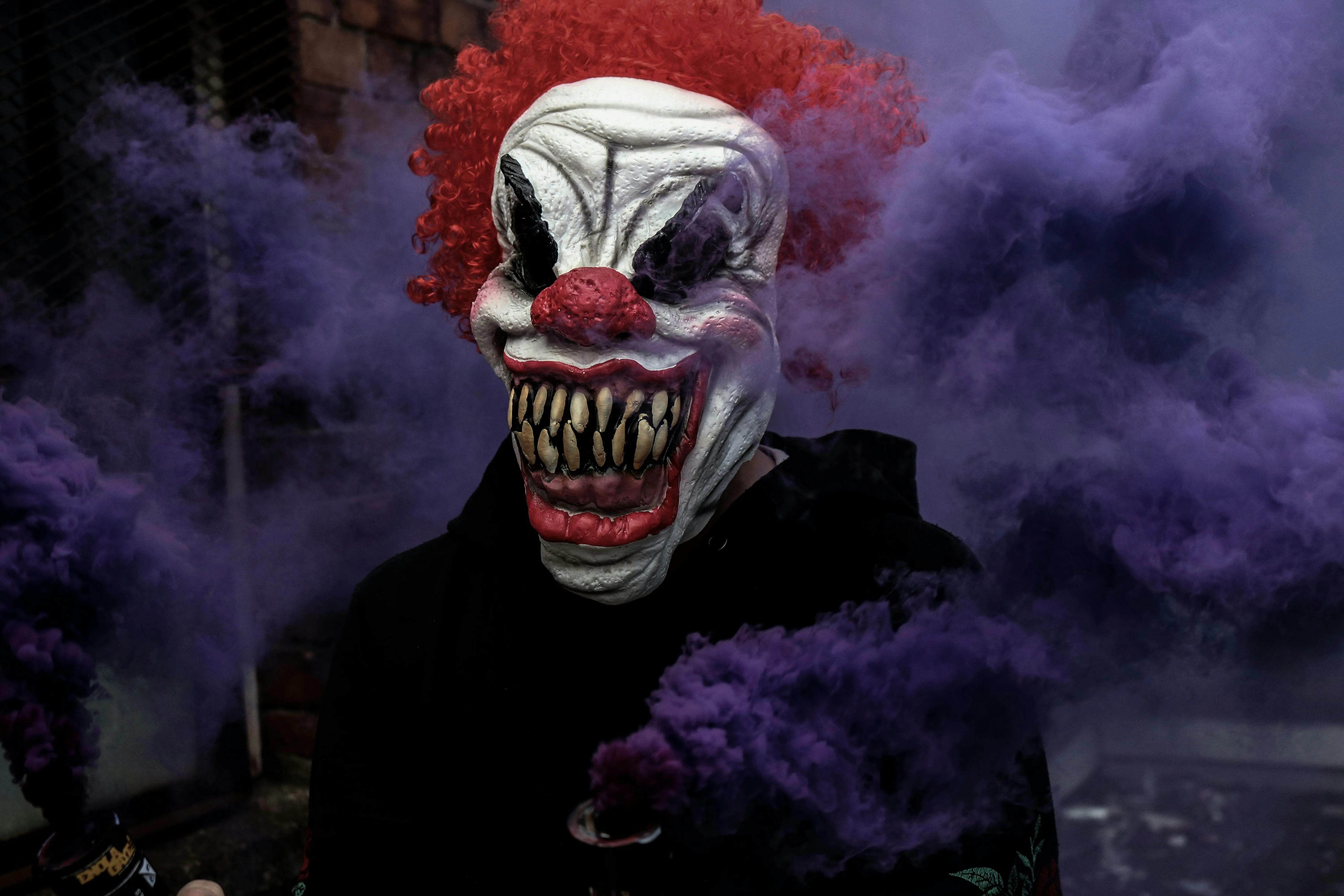 Scary Clown in Smoke for Halloween Festival Costume image