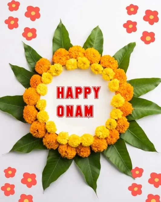 Simple Athapookolam with red Happy Onam Text HD wallpaper
