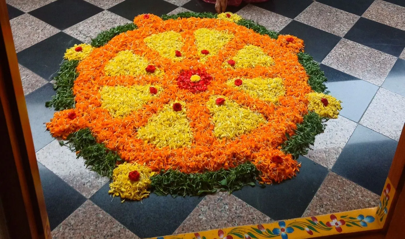 Simple wheel pattern Athapookolam for Home decorations HD