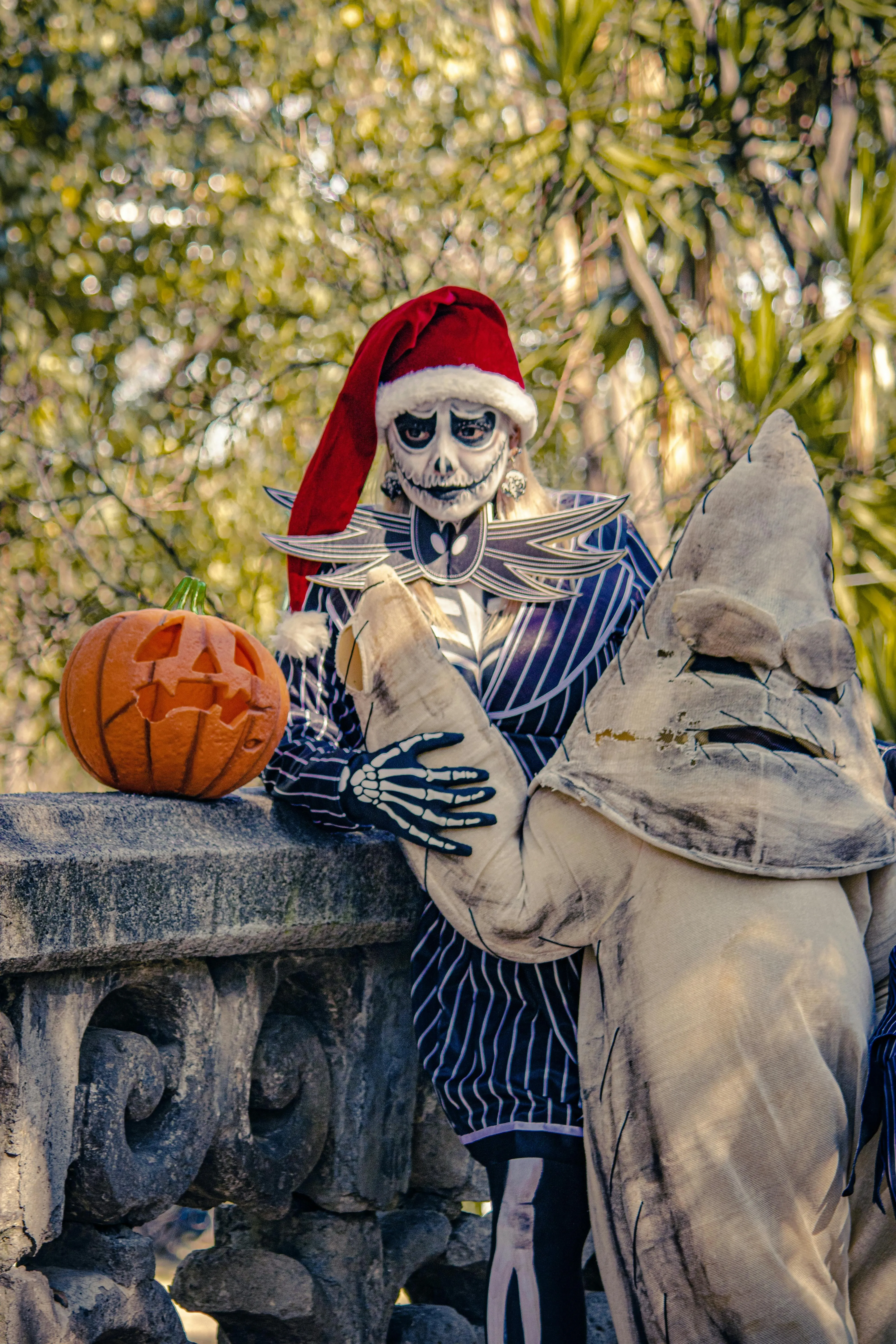 Skeleton Costume with Pumpkin for Halloween Festival