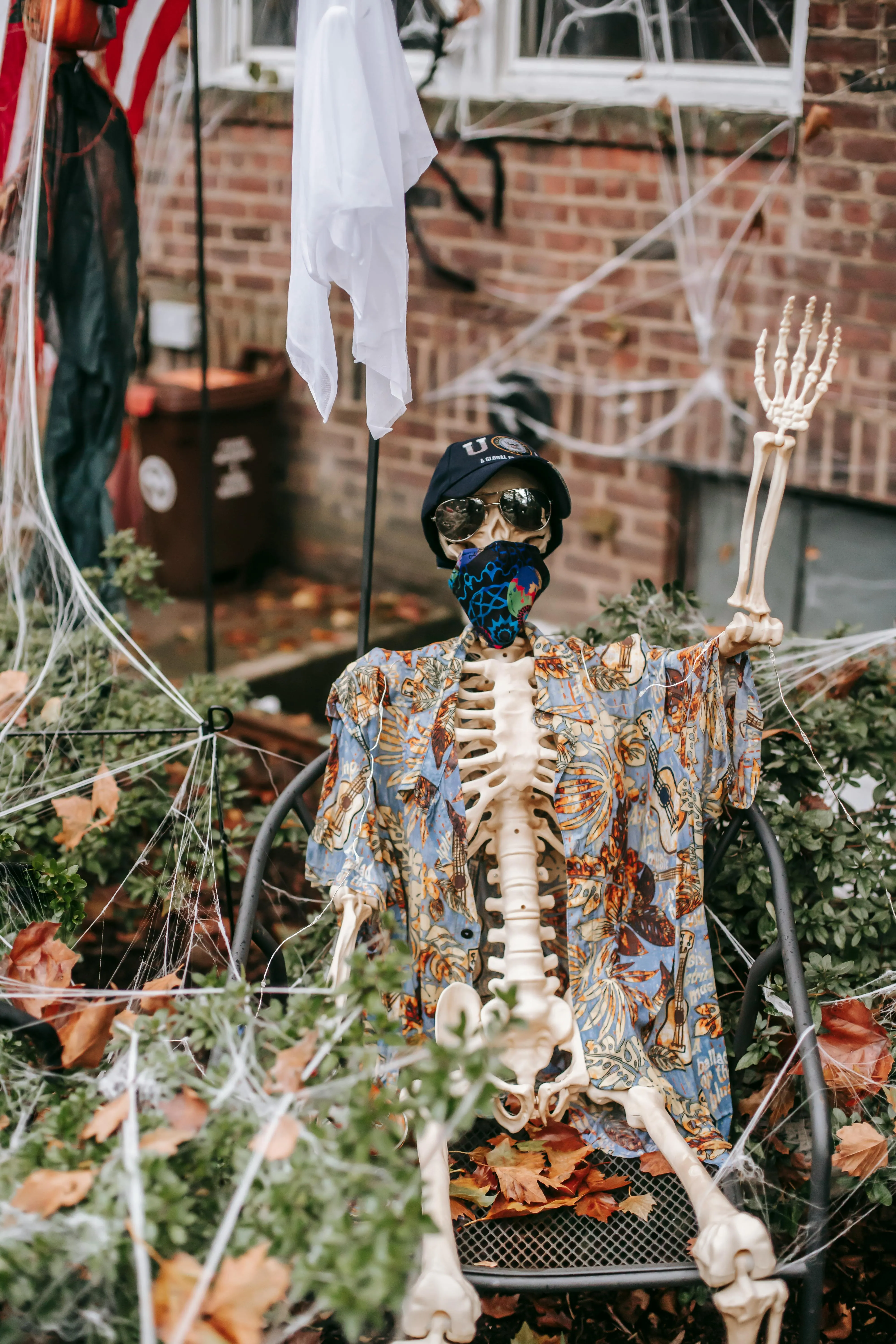 Skeleton Decoration in Halloween Party Setting Wallpaper