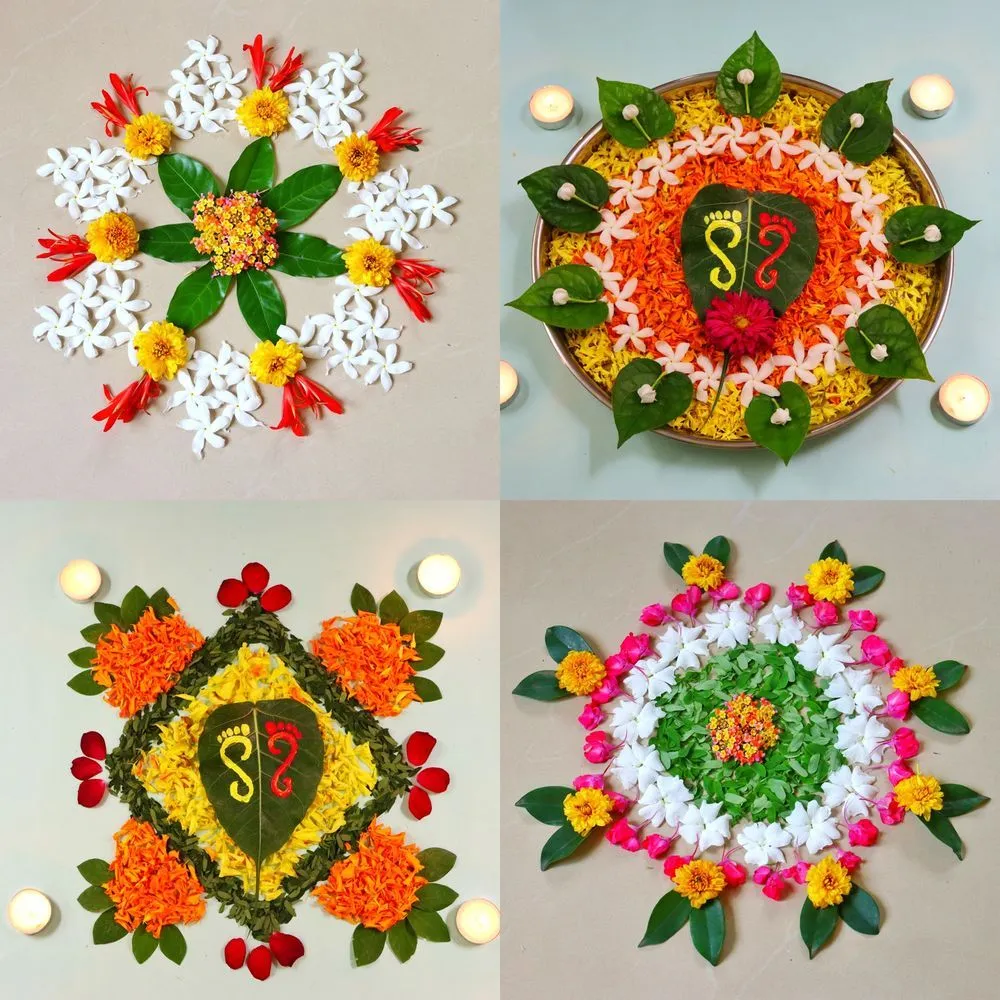 Small Onam pookalam designs for home Decoration Wallpaper
