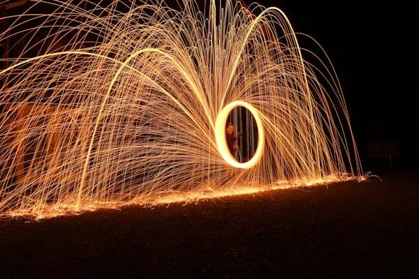 Sparkler Creating a Beautiful Firework Ring on Ground
