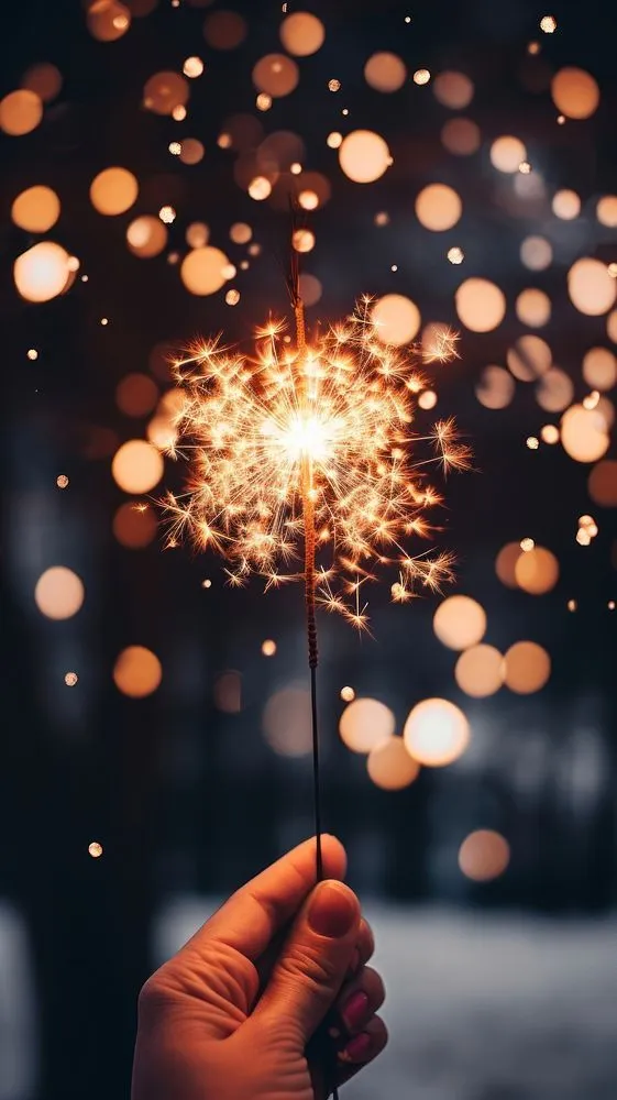 Sparkler in Hand Creating a Beautiful Glow Against the Night