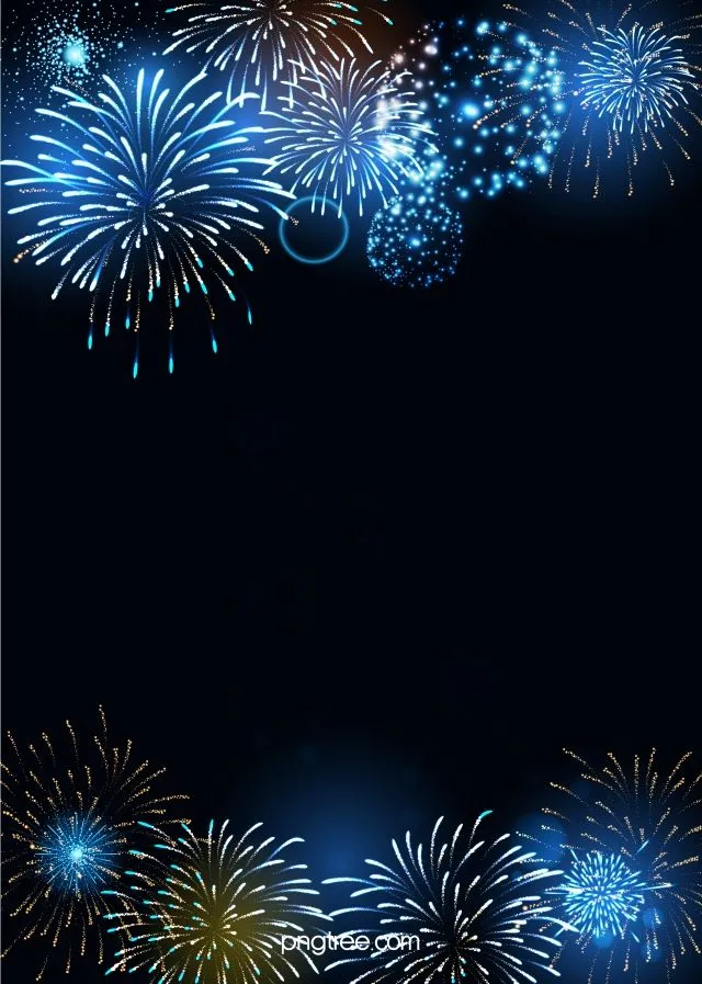 Sparkling blue and white fireworks in the dark night