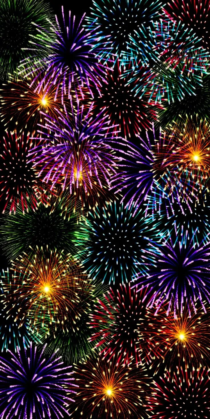 Spectacular array of fireworks in different bright colors