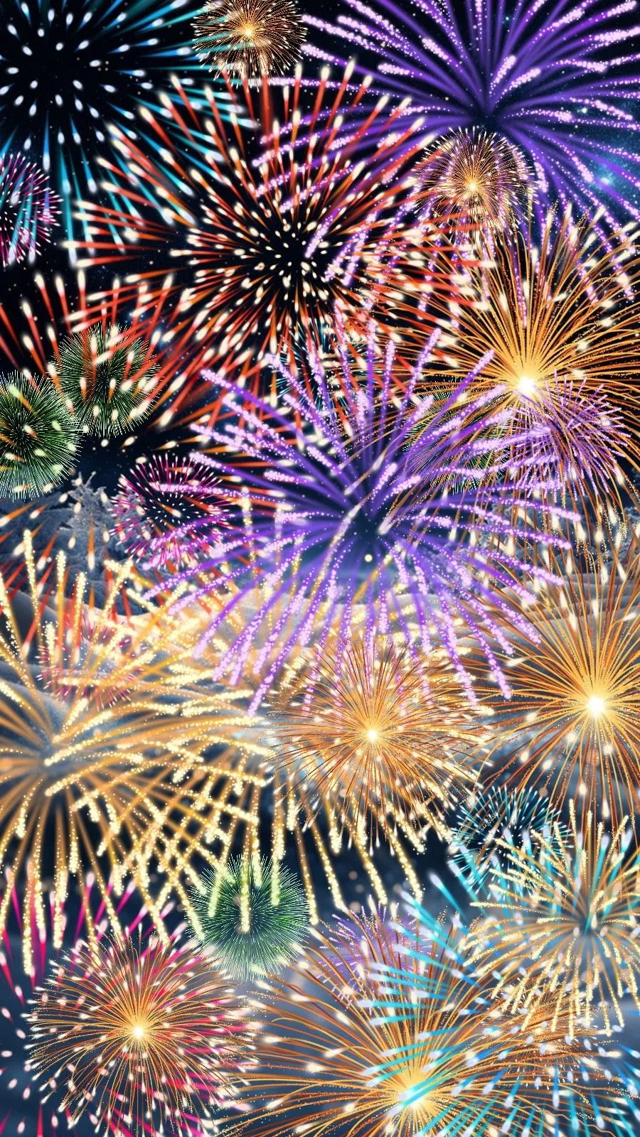 Spectacular Fireworks in Multiple Colors Lighting up the Sky