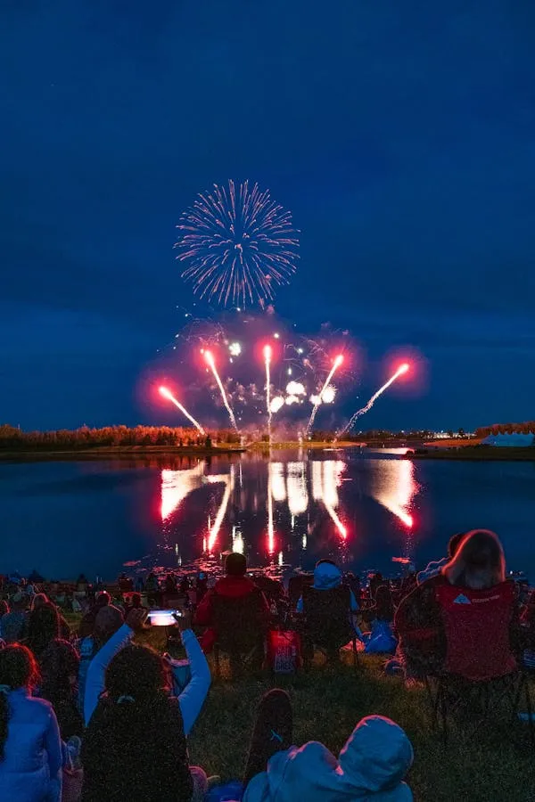 Spectacular Fireworks Show with People Enjoying the View