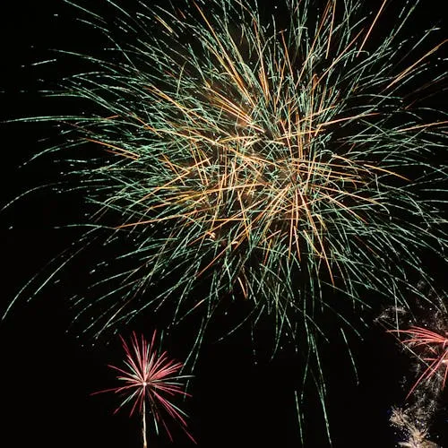 Striking Burst of Fireworks in the Dark Night Sky Wallpaper