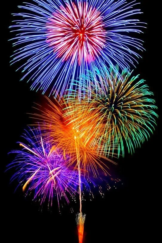 Striking Multi Colored Fireworks in the Dark free HD image